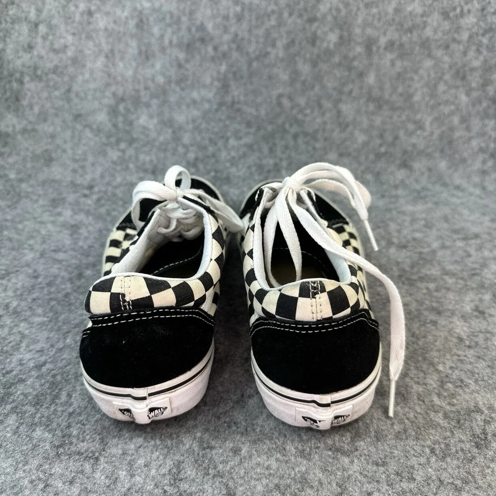 Vans Checker suede Leather Shoes Men's 6.5 Womens 8 White Black Off The Wall - Picture 9 of 10
